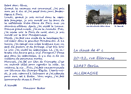 An freund brief einen auf französisch schreiben Einen persönlichen